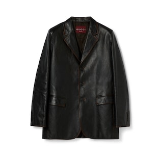 Soft aged-effect leather jacket