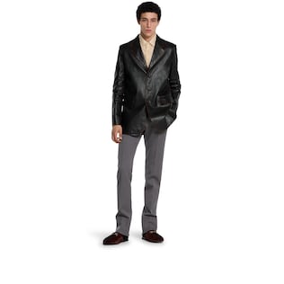 Soft aged-effect leather jacket