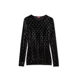 Embroidered stretch chenille top