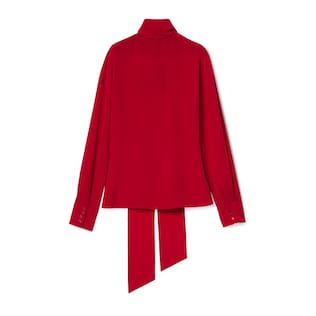 Crêpe de chine shirt with neck bow