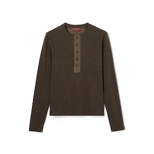 Rib cotton T-shirt with embroidery