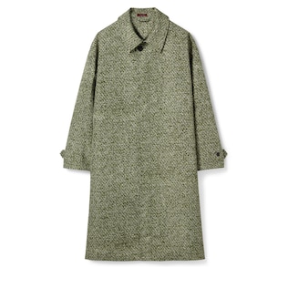 Bonded poplin coat with bouclé print