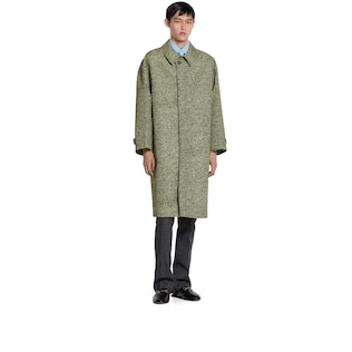 Bonded poplin coat with bouclé print