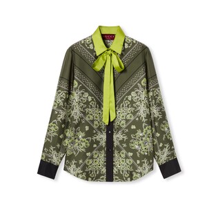 Printed silk twill shirt