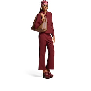 Wool silk pants with embroidery