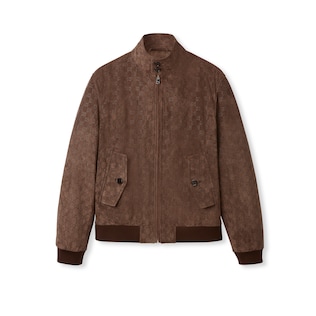 Embossed GG suede bomber jacket