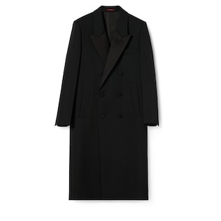 Double wool and satin coat