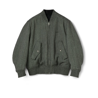 Herringbone wool mouliné bomber jacket