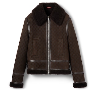 Printed suede shearling jacket