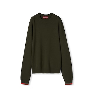 Pull en laine et cachemire avec finitions à bande Web
