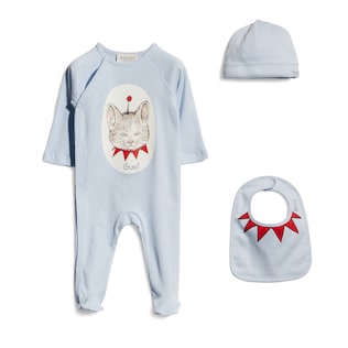 Set regalo neonato in cotone a costine con stampa
