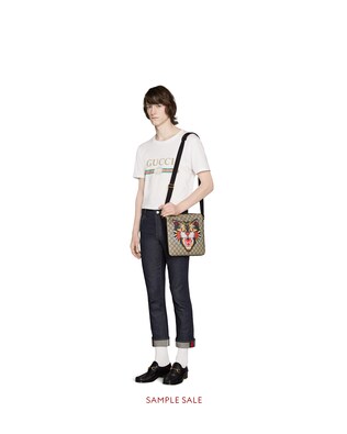 Angry Cat print GG Supreme flat messenger