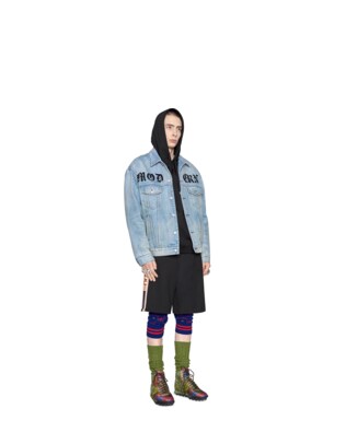 Oversize denim jacket with appliqués