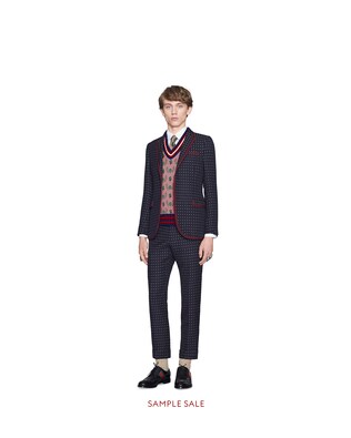 Monaco geometric pattern wool suit