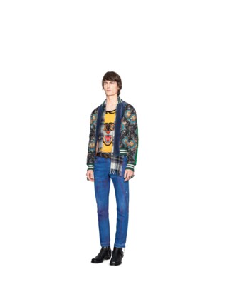 Grotesque Garden print silk bomber jacket