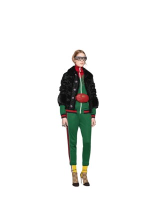 Tiger stripes intarsia fur jacket