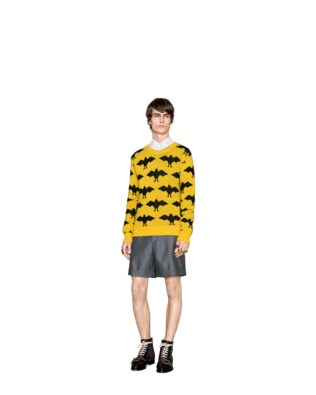 Bat jacquard crewneck sweater