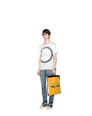 Gucci Coco Capitán프린트가죽 드로우스트링 백팩