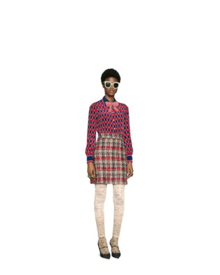 Falda de Tweed Multicolor con Corte en A