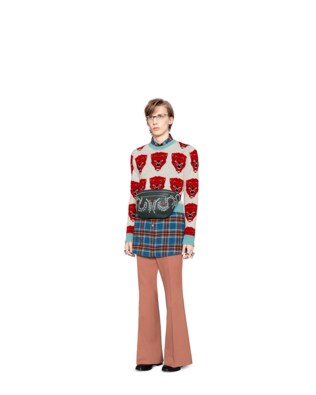 Tiger jacquard wool knitted sweater