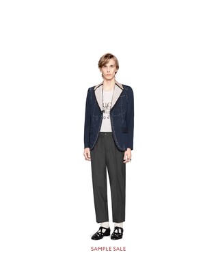 Wool mohair jacket with unfinished stitching