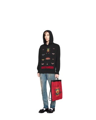 Cotton sweatshirt with insects embroidery