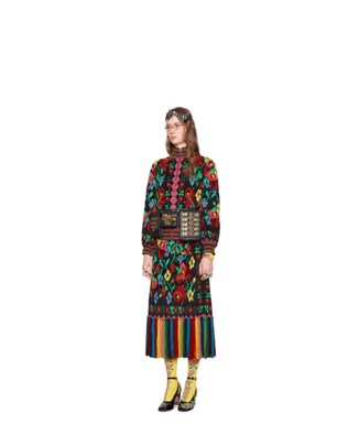Wool floral jacquard cardigan