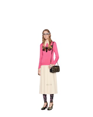 Embroidered cashmere knitted top