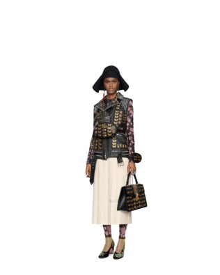 Studded leather vest with embroidery