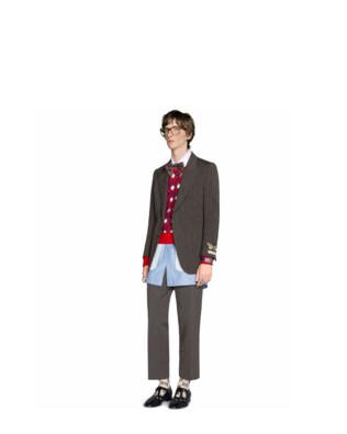 Embroidered seersucker slim jacket