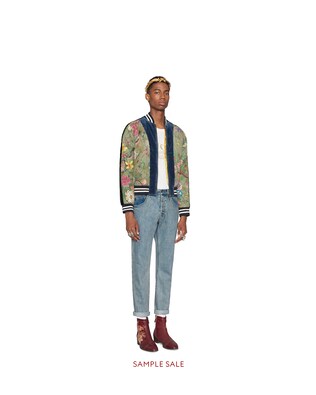 Chaqueta Bomber de Seda con Estampado Flora Snake