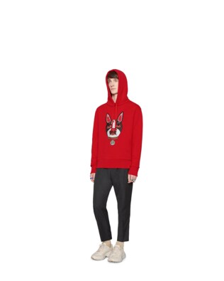 Felpa uomo in cotone con patch Orso