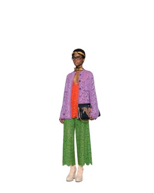 Pantalon 7/8 en dentelle fleurie