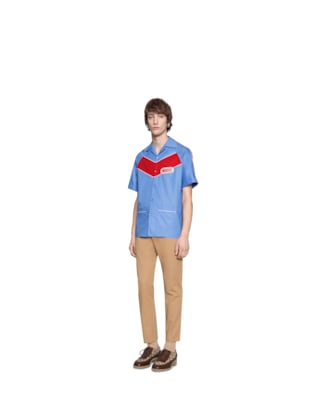 Camicia da bowling con patch Gucci