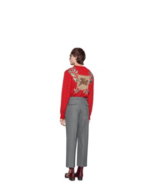Wool sweater with flying tiger