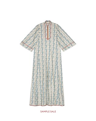 Kaftano in popeline con rose e Gucci