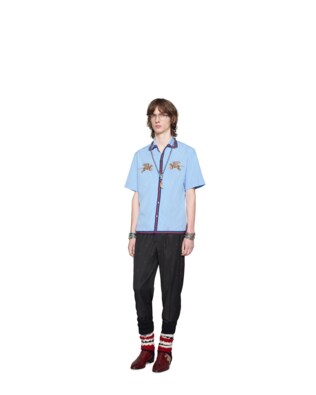 Bowling-Shirt aus Fil Coupé mit Tiger-Motiv