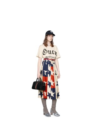 Star pattern silk pleated pant