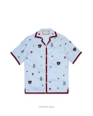 Camisa Bowling de Algodón Bordada