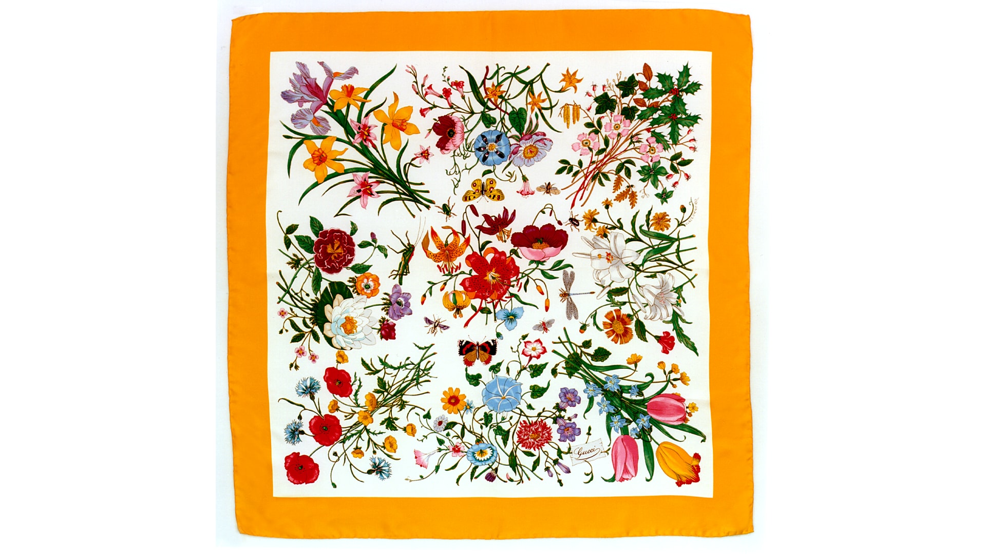 Silk scarf with Flora motif, 1960s | Gucci Archive