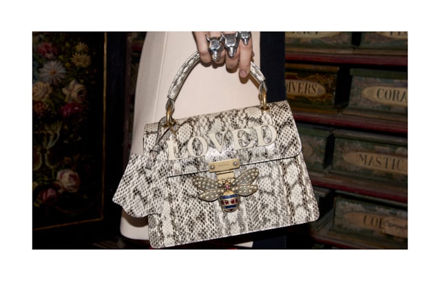 Gucci Black & White Queen Margaret Bee Bag