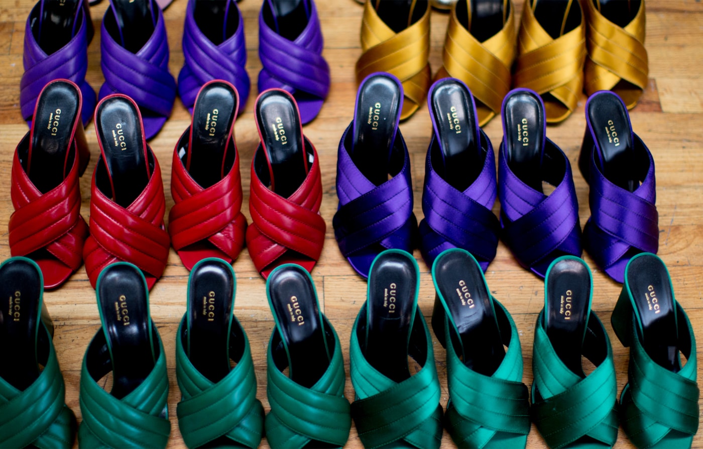 Introducing the season's <strong>crossover</strong> — a high heel <strong>slide</strong> in quilted leather.The Crossover