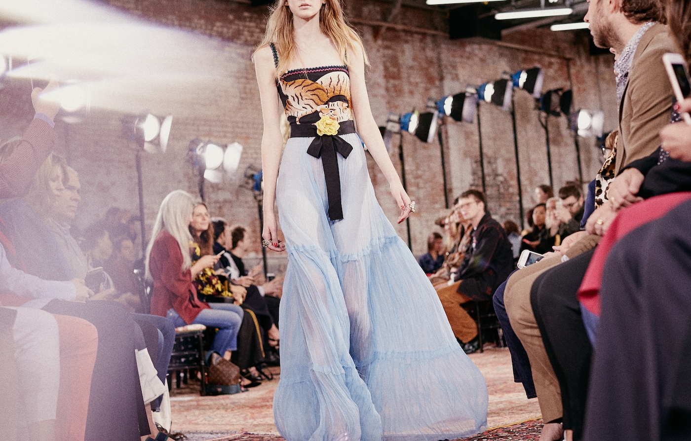 Petals, vines and <strong> whimsical</strong> creatures mingle in the Gucci <strong>menagerie</strong>.Modern Menagerie