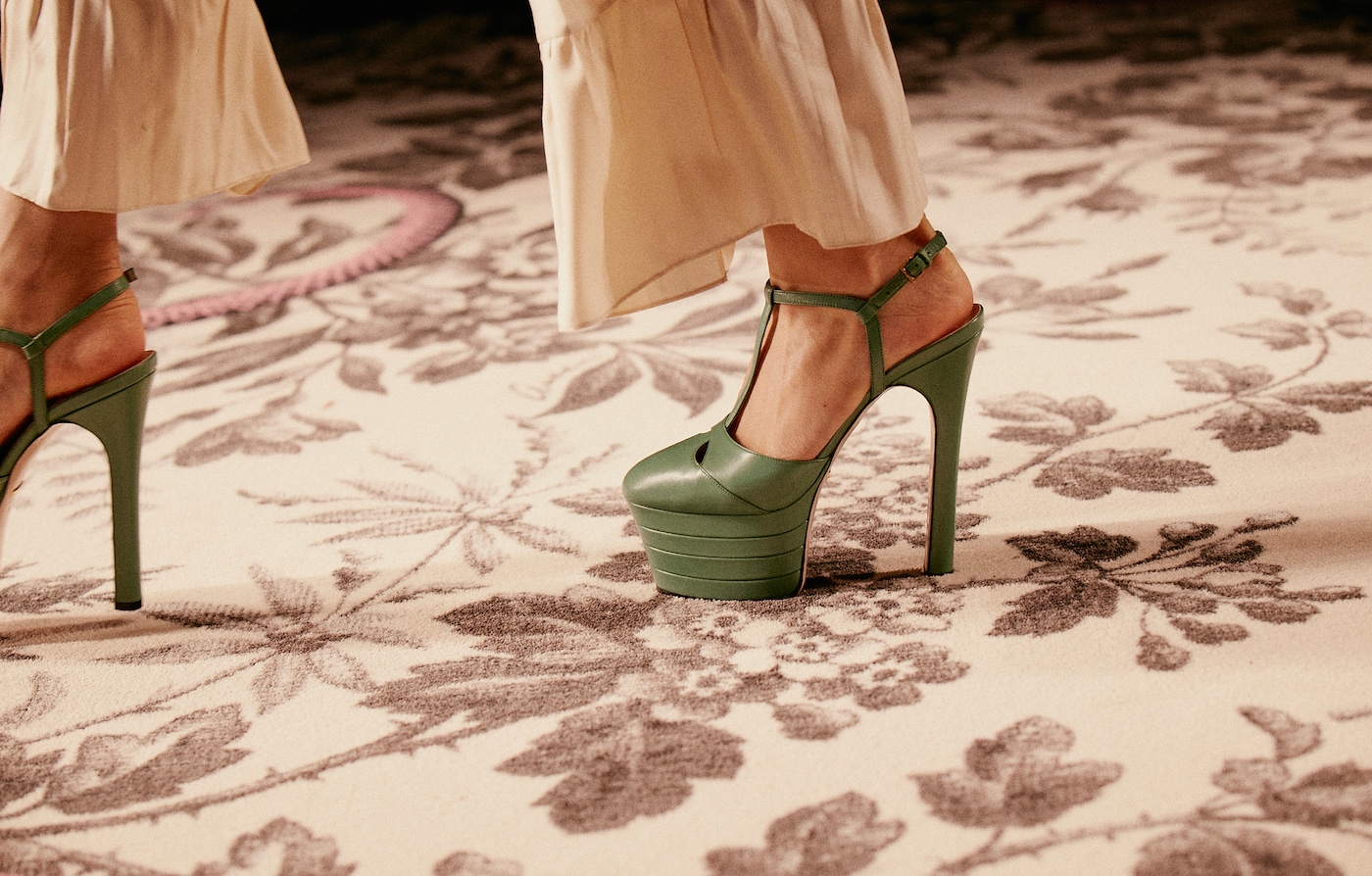 Presenting the season’s <strong>stacked pump</strong>, with a <strong>double platform</strong>.Next Level