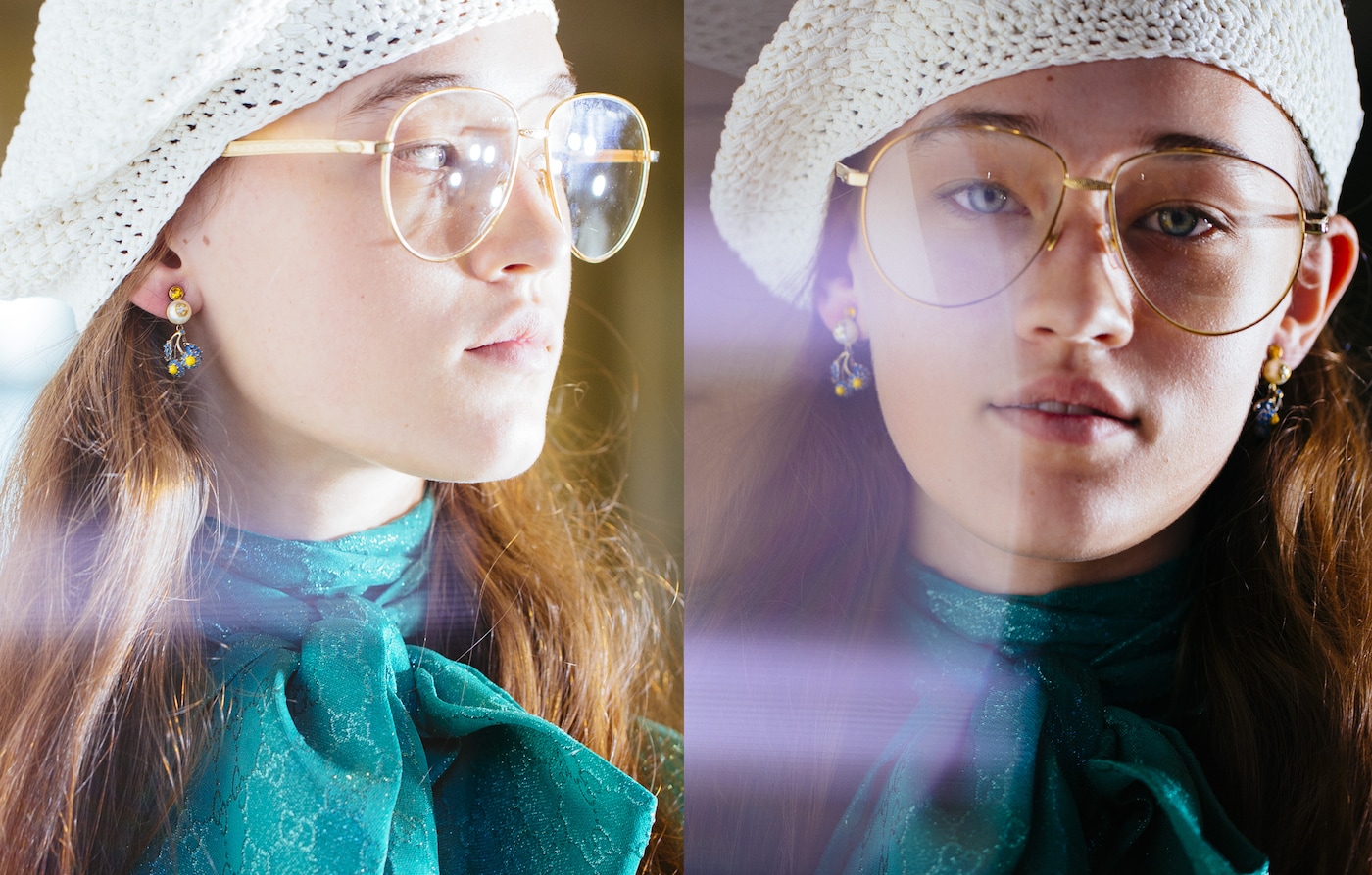 <strong>Amber lenses</strong>, square <strong>shapes</strong> and a sprinkling of <strong>crystals</strong> on sunglasses and spectacles.Clear view