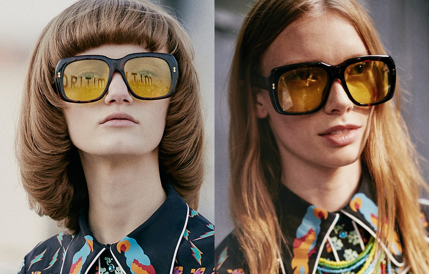 <strong>Amber lenses</strong>, square <strong>shapes</strong> and a sprinkling of <strong>crystals</strong> on sunglasses and spectacles.Clear view