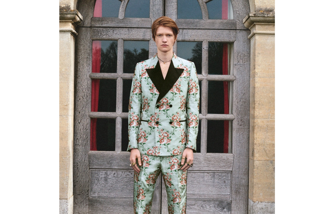 Tuxedos cut from bright silks and embroidered with roaring animals: unordinary men’s eveningwear by Alessandro Michele. The Evening Set