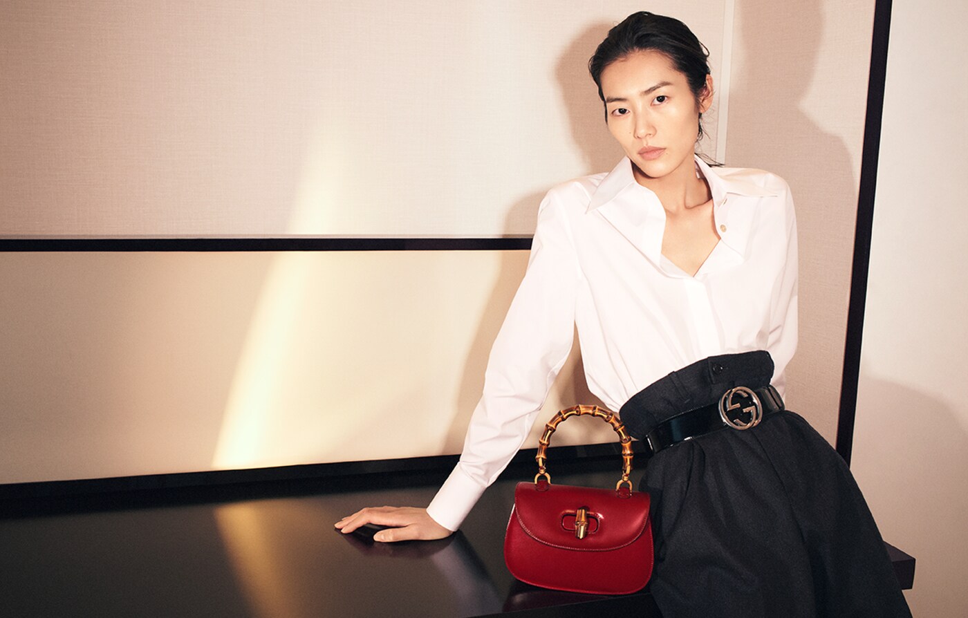 Liu Wen stars in the Gucci Bamboo 1947 campaign in an intimate exchange from one icon to another.Gucci Bamboo 1947 