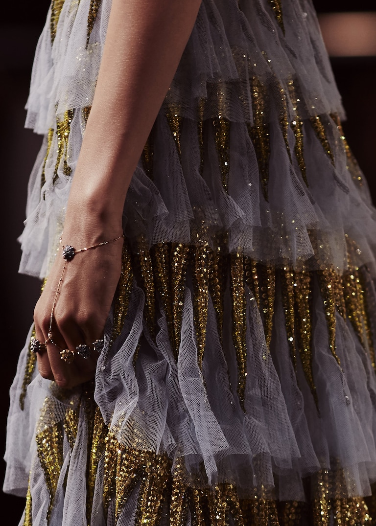 Ruffles form architectural shapes on ready-to-wear from the new collection. New Dimensions
