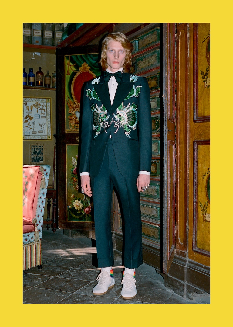 The new Gucci Tailoring collection shot by Ari Marcopoulos.Dispensing Detail